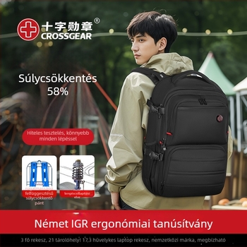 Crossgear Férfiaknak szánt könnyű hátizsák keresztes díszítéssel, 36–55L, nylon, vízálló, 15 hüvelykes laptophoz, városi stílus CAB159