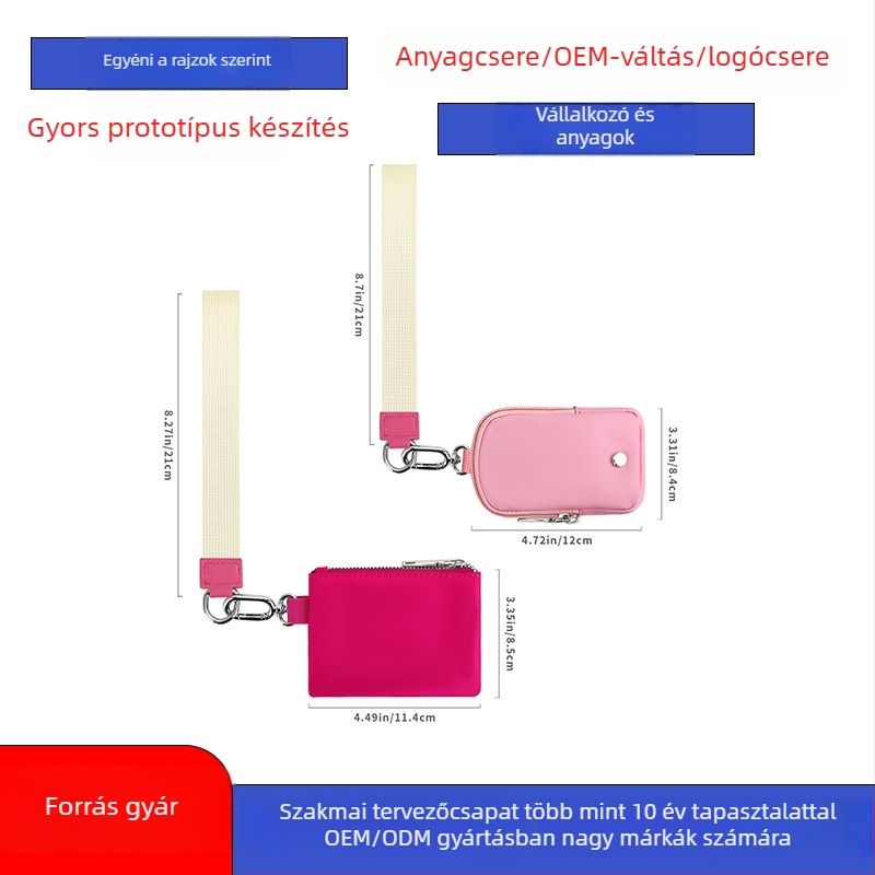 Érmés pénztárca, nylon, függőleges négyzet alakú, cipzáras nyitás, poliészter bélés, városi egyszerű stílus