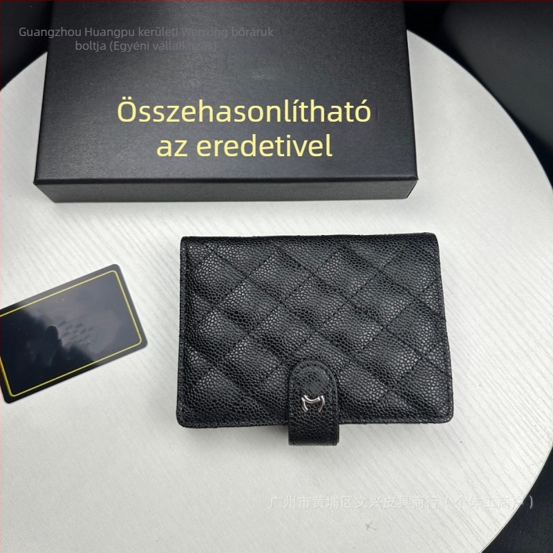 Valódi bőr, steppelt pénztárca és útlevél tartó, uniszex, kártya-szervező