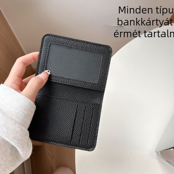 Műbőr Lychee mintás pénztárca és kártyatartó, uniszex, ultra vékony, nagy kapacitású, vízálló és kopásálló, PU bélés