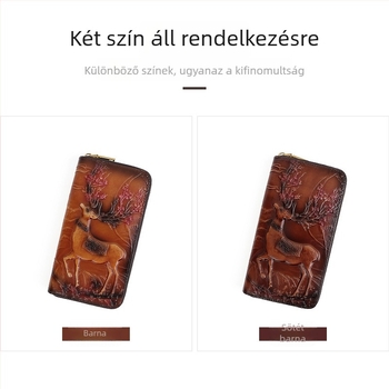 Hosszú cipzáros pénztárca valódi bőrből – felső réteg marhabőrből, állatmintás, nagy kapacitás, bővítési funkció