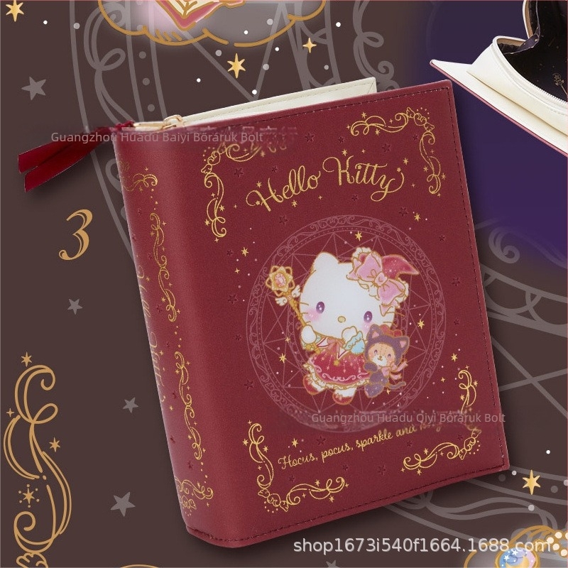Könyv alakú sminktáska karikatúra Hello Kitty és My Melody mintával, poliészter anyag, cipzár, függőleges négyszög alakú formája
