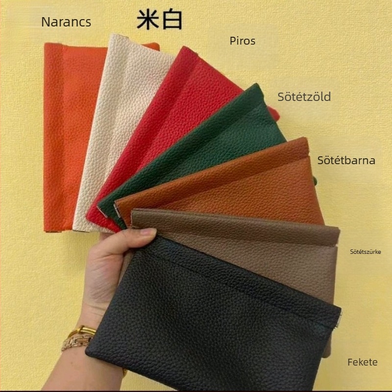 PU bőr clutch, ultrakönnyű, vékony, hordozható, nagy kapacitású, elfér benne a telefon és az aprópénz, koreai stílusú mindennapi sminkes szervező