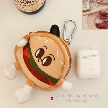 Hamburger mintás érmés pénztárca, textil anyagból, poliészter bélés, uniszex stílus, érme tárolására