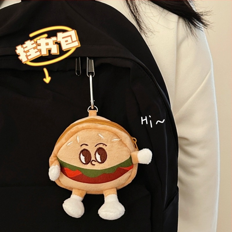 Hamburger mintás érmés pénztárca, textil anyagból, poliészter bélés, uniszex stílus, érme tárolására