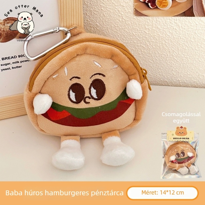 Hamburger mintás érmés pénztárca, textil anyagból, poliészter bélés, uniszex stílus, érme tárolására