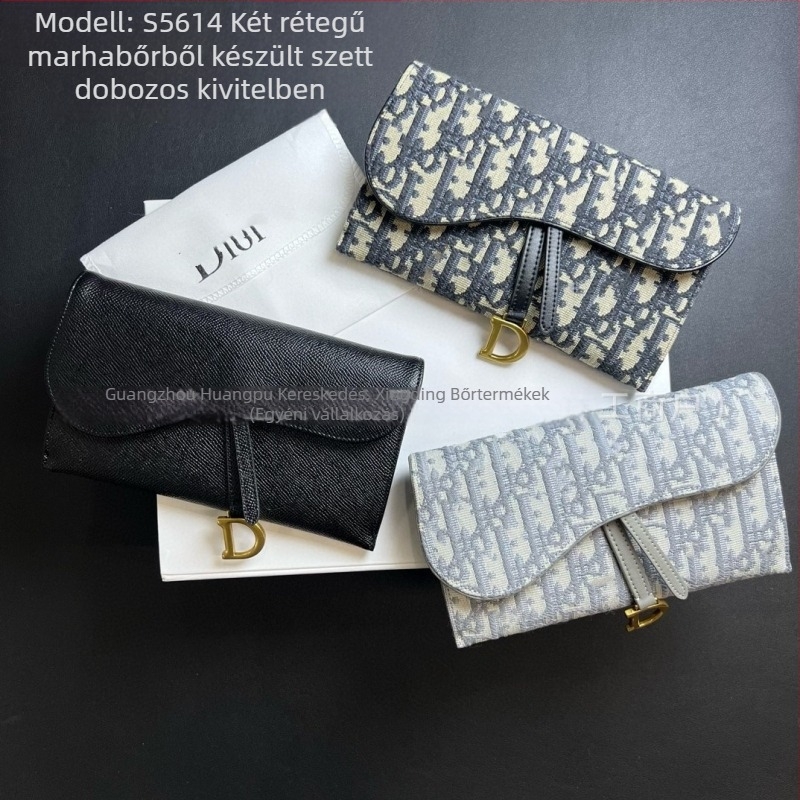 Valódi bőr láncos pénztárca – monogram mintázat, két az egyben clutch, utcai stílus, 2025 tavasz.