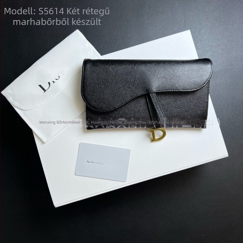 Valódi bőr láncos pénztárca – monogram mintázat, két az egyben clutch, utcai stílus, 2025 tavasz.