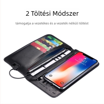 Power-bankos pénztárca kártyatartóval, PU bőr, modell PNW-01, uniszex
