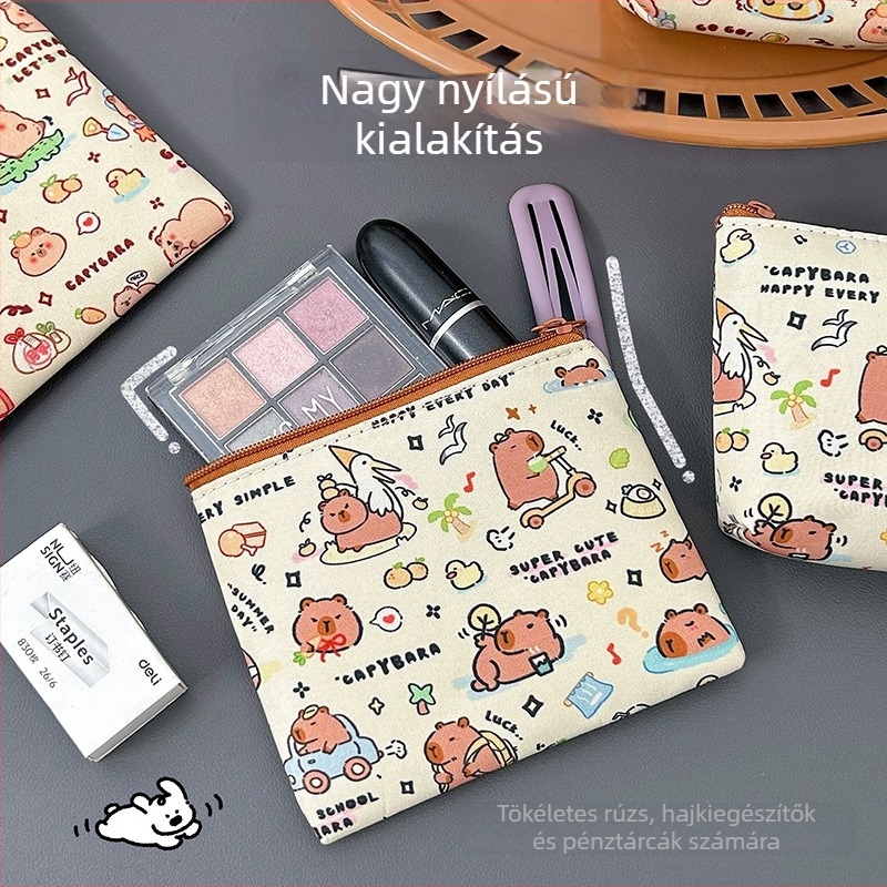 Capybara érmetárca – vászon, állat mintázat, utcai divat, uniszex, 2024 tavasz