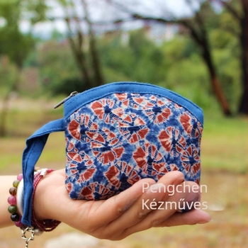 Etno stílus Tie-Dye hordozható mini táska, virágos mintával, pamut külső és belsővel, Yunnan eredet