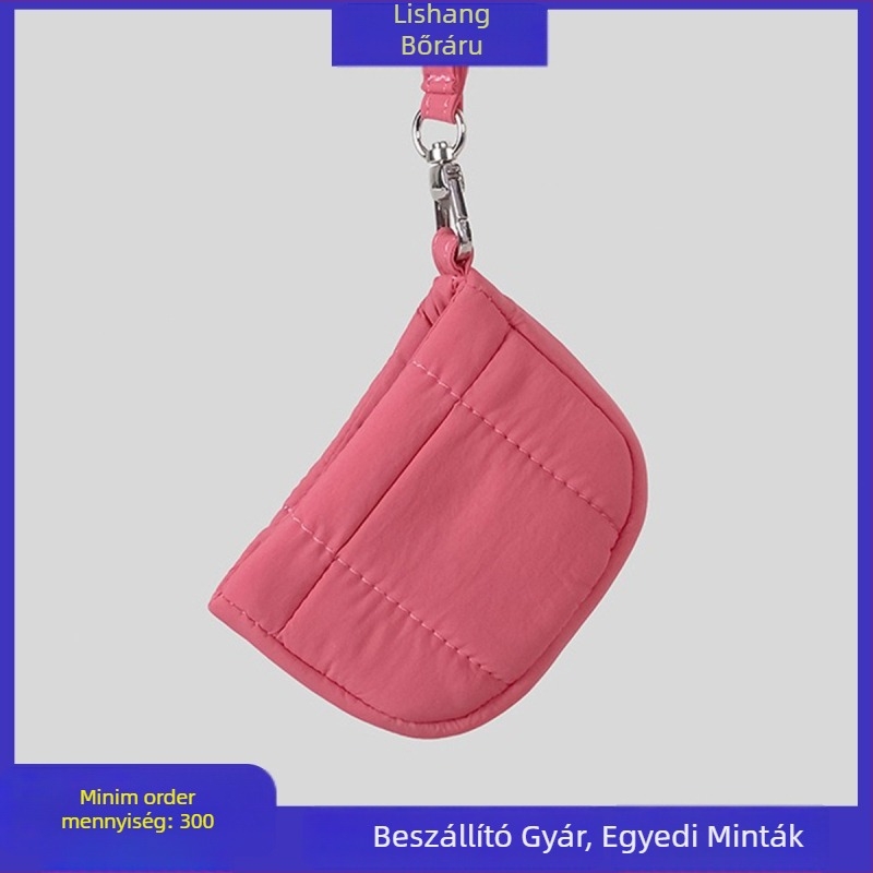 Mini pénztárca cipzárral, nylon, ovális formájú, uniszex, kártyatartó rekesz