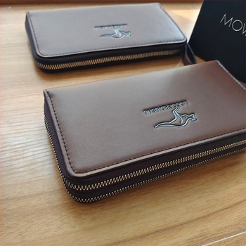 Férfi PU bőr hosszú clutch egy kézi fogantyúval, telefon- és kártya rendező, nylon bélés, modell S99-1