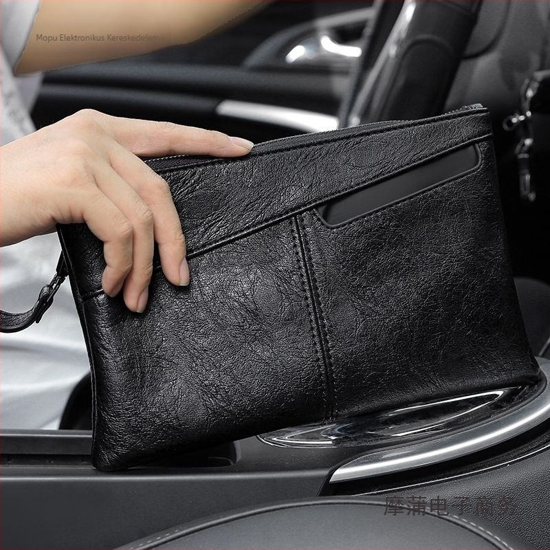 Férfi clutch táska, üzleti elit stílus, PU anyag, lélegző, ultra könnyű, kopásálló, bélés mikrorost szintetikus bőr