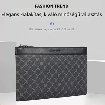 Férfi PU clutch táska, kopásálló, betűs minta, poliészter bélés, Nyár 2025