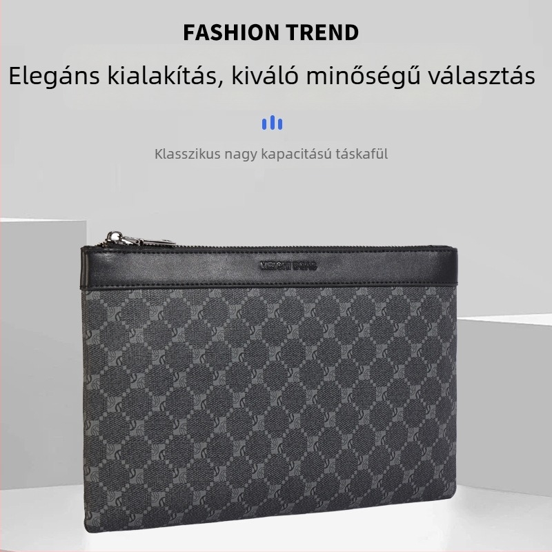 Férfi PU clutch táska, kopásálló, betűs minta, poliészter bélés, Nyár 2025