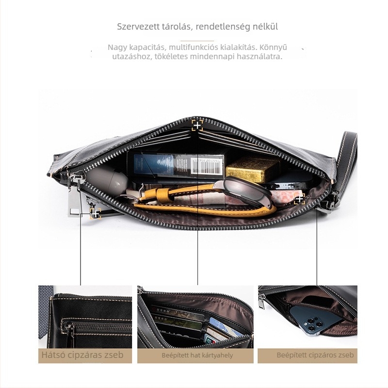 Férfi clutch PARSONKER 6699, városi egyszerűség, valódi bőr, poliészter bélés, terheléscsökkentés