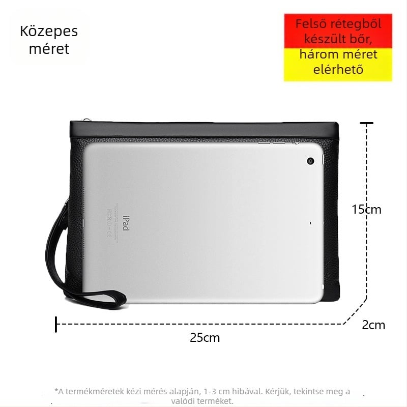 Férfi clutch táska első réteg marhabőrből, valódi bőr, üzleti elit stílus