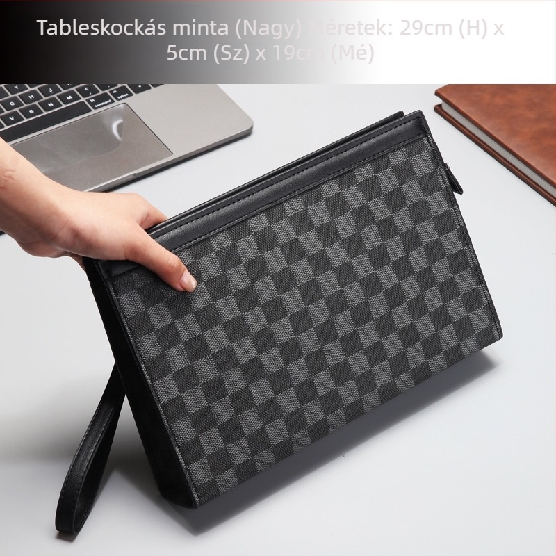 Férfi clutch táska PVC – vízálló, kockás mintázat, poliészter bélés, Zi tong