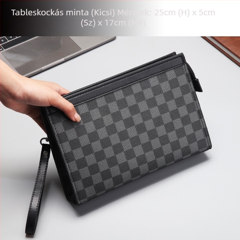 Férfi clutch táska PVC – vízálló, kockás mintázat, poliészter bélés, Zi tong