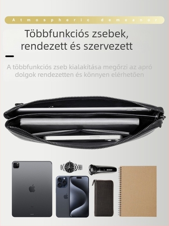 Férfi PVC-klutch táska, városi egyszerű stílus, csíkos minta, vízálló és kopásálló, poliészter bélés