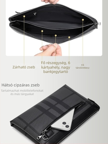 Férfi PVC-klutch táska, városi egyszerű stílus, csíkos minta, vízálló és kopásálló, poliészter bélés