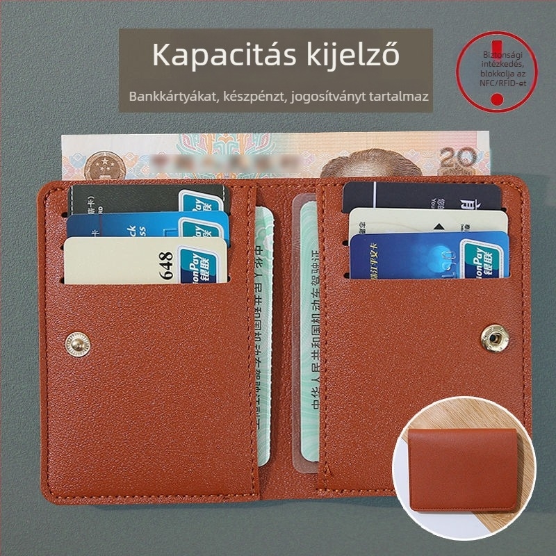 Férfiak számára ultra-vékony kártyatartó több rekesszel – kétfunkciós mini pénztárca (Anyag: szintetikus bőr; Belső: PU)