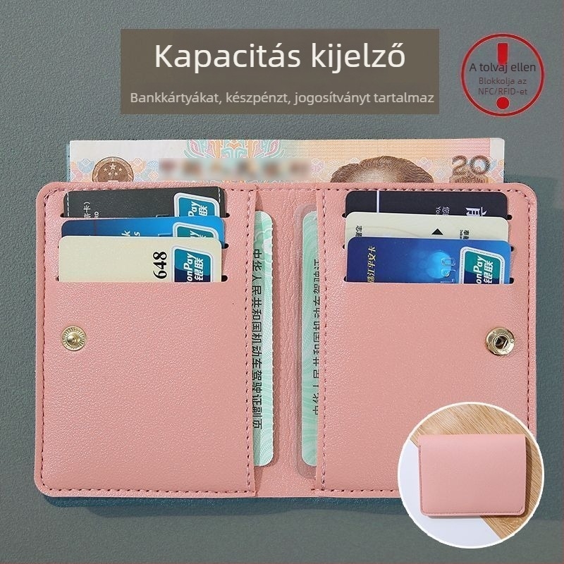 Férfiak számára ultra-vékony kártyatartó több rekesszel – kétfunkciós mini pénztárca (Anyag: szintetikus bőr; Belső: PU)