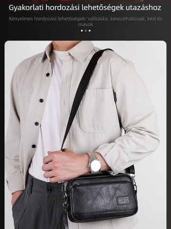 Férfi PU három az egyben clutch váll-/keresztpánttal, betűminta, lélegző, vízálló