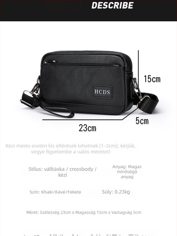 Férfi PU három az egyben clutch váll-/keresztpánttal, betűminta, lélegző, vízálló