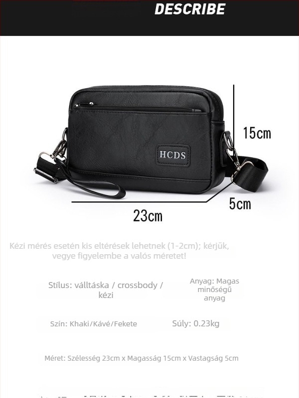 Férfi PU három az egyben clutch váll-/keresztpánttal, betűminta, lélegző, vízálló