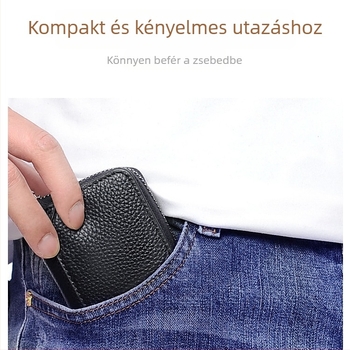 Férfi kártyatartó valódi bőrből, első réteg marhabőrből, akordeon stílusú, nagy kapacitás, modell 701, anti-theft védelem