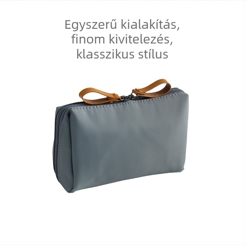 Utazó kozmetikai táska, koreai stílus, hordozható, poliészter, uniszex, cipzár, bélelt belső, otthoni tároláshoz