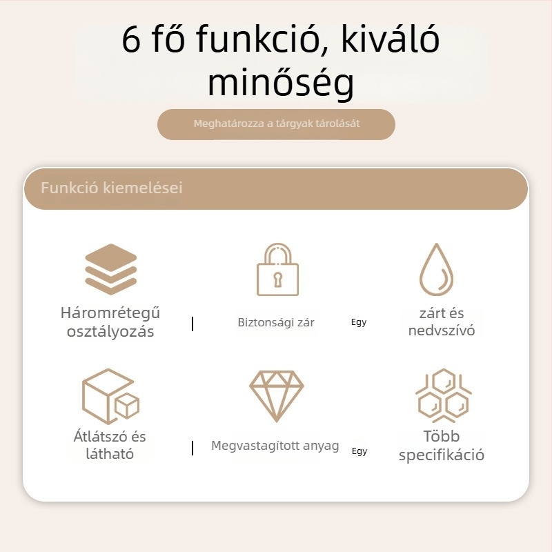 Kamiji Multifunkcionális asztali tároló doboz, nagy kapacitású, manikűr, kozmetikumok és varrás számára, polipropilénből, nordic stílusú