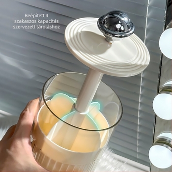 Asztali kozmetikai ecsetek rendezője emelő porvédő mechanizmussal, ecsetek és szemöldökceruzák számára (Műanyag, 2024-ben piacra került, 397.5 g, karton 40)