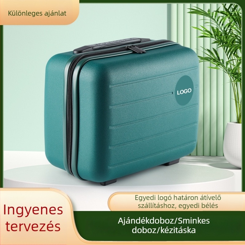 Kézitáskára szánt kozmetikai taska, ABS anyagból, cipzárral, egyrészes kerekekkel, hagyományos jelszavas zár, vízálló.