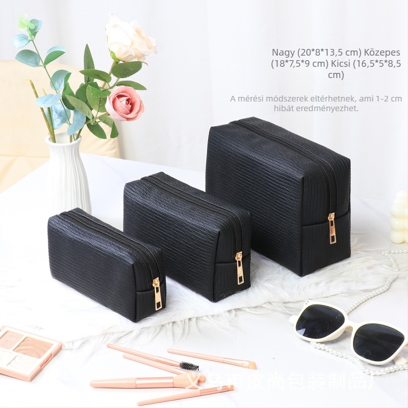 Nyolcszögletű PU bőr sminktáska – nagy kapacitású kozmetikai tároló ecset rendezővel, hordozható