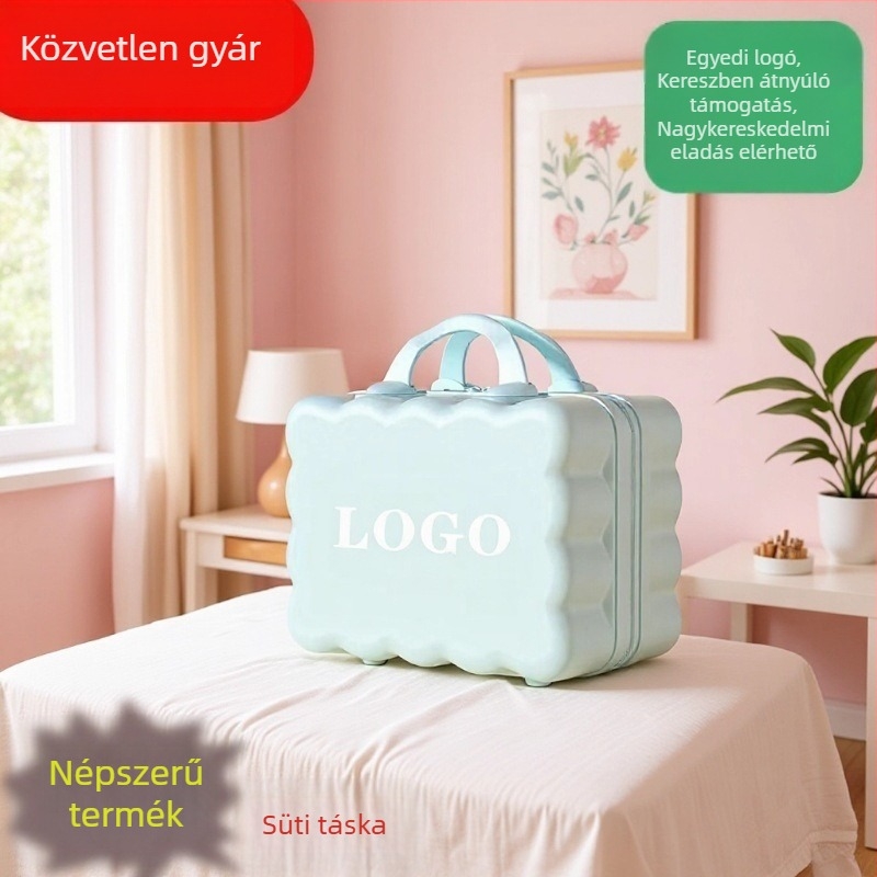 ABS anyagú utazótáska mini tároló dobozzal és kozmetikai neszesszerrel, ultra könnyű, vízálló, univerzális kerekek, cipzár, súly 700 g
