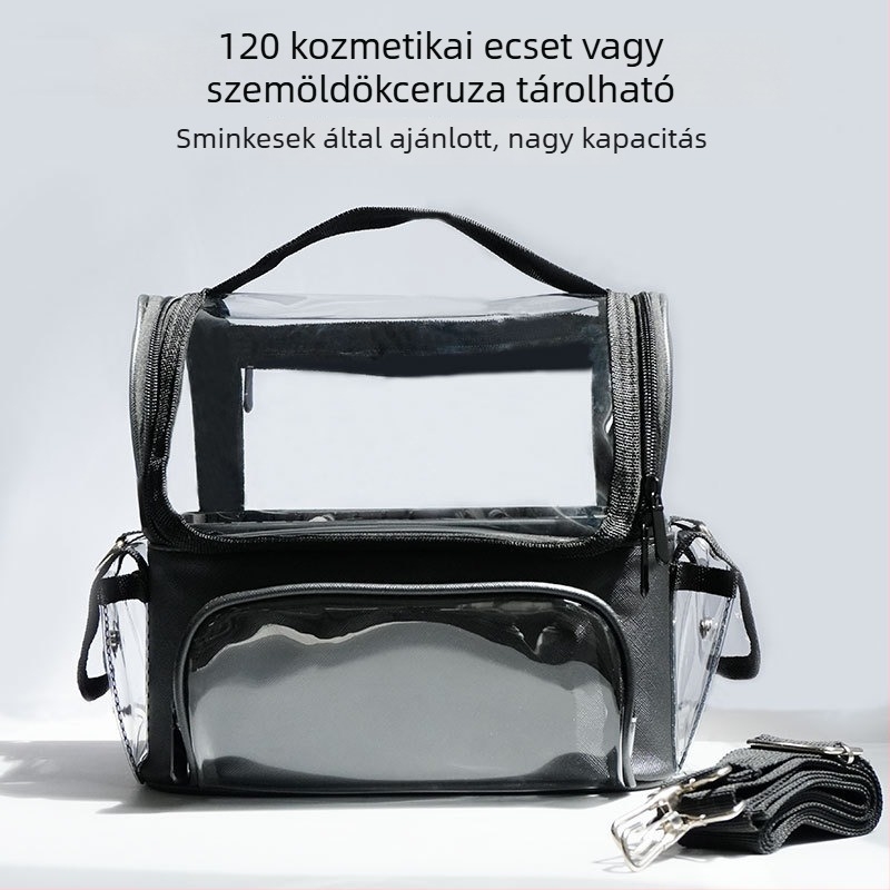 PVC sminkes táska, vízálló, poliészter bélés, egyszínű mintázat, szabadidős utazási stílus