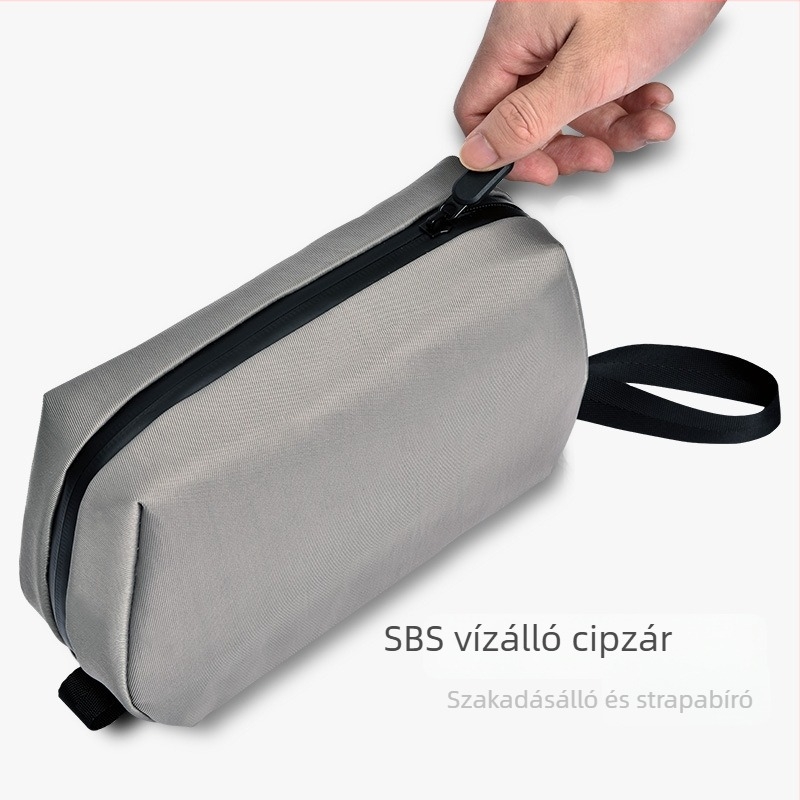 Uniszex nylon anyagú utazási kozmetikai táska, vízálló, poliészter bélés, városi minimalist stílus, utazásokhoz ideális