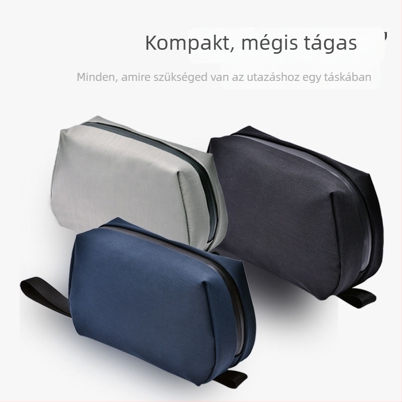 Uniszex nylon anyagú utazási kozmetikai táska, vízálló, poliészter bélés, városi minimalist stílus, utazásokhoz ideális