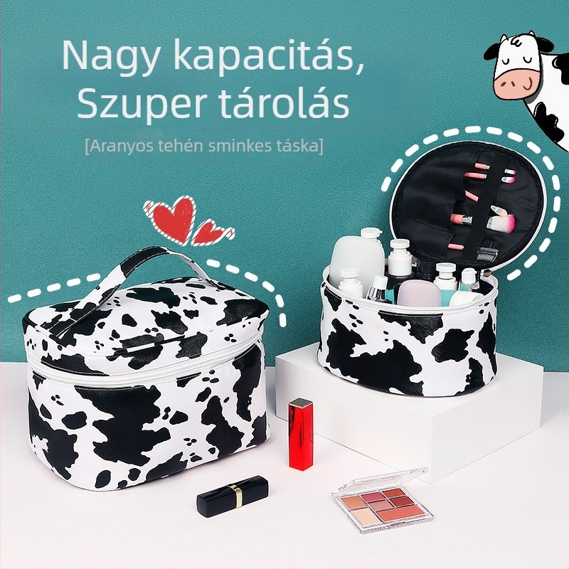 PU bőr sminktáska tej mintával, poliészter bélés, hőtranszfer, uniszex