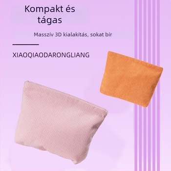 Corduroy kozmetikai táska, városi egyszerű stílus, szatén bélés, dupla cipzár