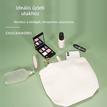 Corduroy kozmetikai táska, városi egyszerű stílus, szatén bélés, dupla cipzár