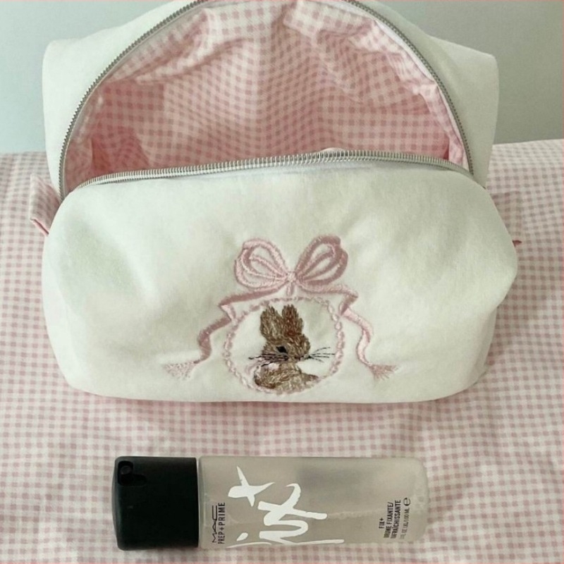 Sminkes táska karakter mintával, pamut külső, poliészter bélés, friss és édes stílus, uniszex, 2024 nyara