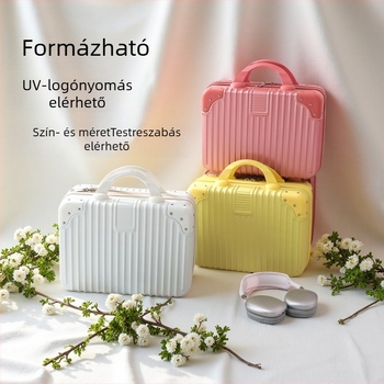 Sminkes neszeszer, ABS anyag, doboz alakú, cipzár, rejtett zseb cipzárral