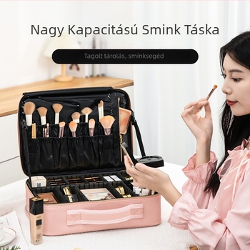Smink- és higiéniai eszközök szervezője — vízálló PU bőr, belső nylon bélés, ideális kozmetikumok, sminkecskék és napi higiéniai kellékek tárolására