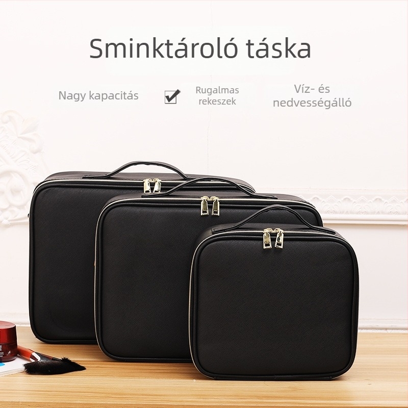 Női kozmetikai táska - hordozható, nagy kapacitású, tükrös, PU anyagú, 2024 nyár