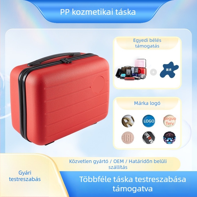 Kézitáska kozmetikai utazótáska, műanyag, univerzális kerekek, cipzáras nyitás, csíkos mintázat, utcai stílus