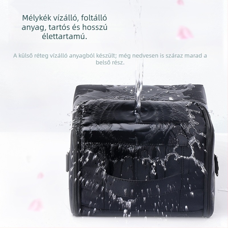 Szakmai többszintű sminktáska és körömdíszítő eszközök szervezője, Nashilian, poliészter, városi minimalista stílus